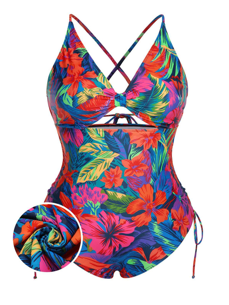 1940s Print One-Piece Swimsuit: 1940s Riviera elegance, reimagined for her