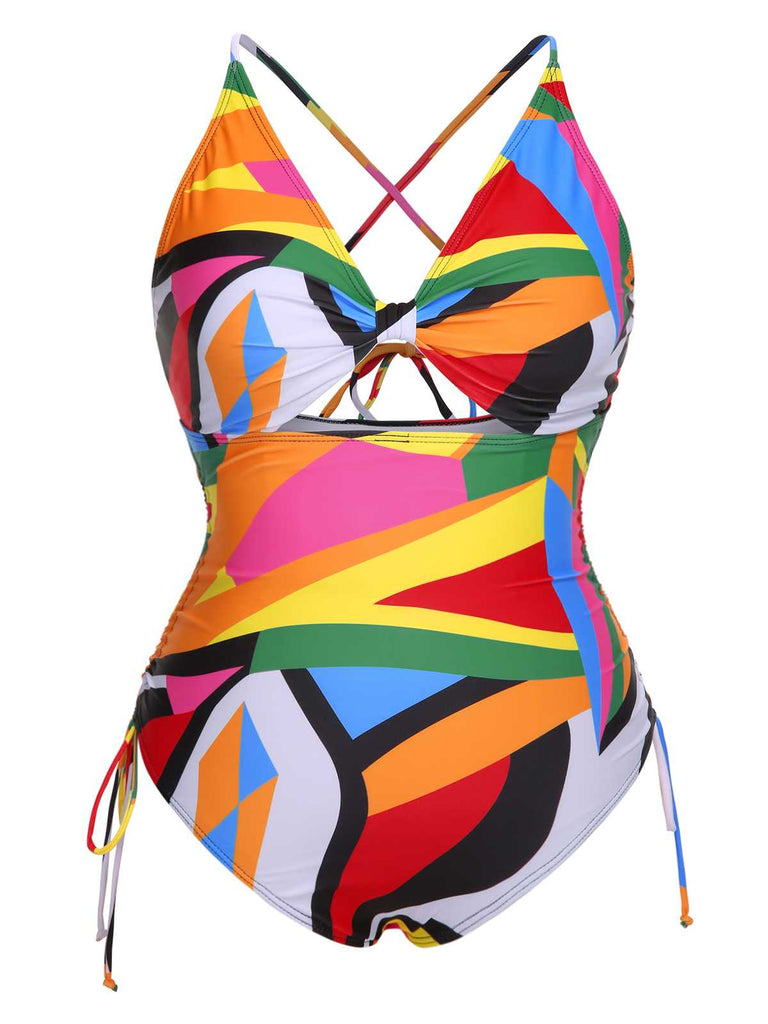 1940s Print One-Piece Swimsuit: 1940s Riviera elegance, reimagined for her