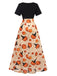Multicolor 1950s Halloween Pumpkin Patchwork Dress, vintage dress, retro fashion, rockabilly, pin-up fashion - perfect for women who love vintage and retro fashion