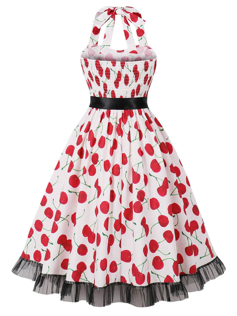 Multicolor 1950s Halter Floral Lace Hem Dress, vintage dress, retro fashion, rockabilly, pin-up fashion - perfect for women who love vintage and retro fashion