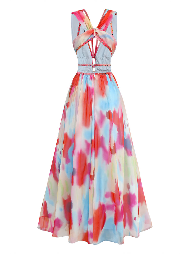 Pat 1950s Floral V Neck Dress 2