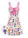 She slips into this Multicolor 1960s Bow Puppy Print Dress and suddenly it's a 1960s daydream
