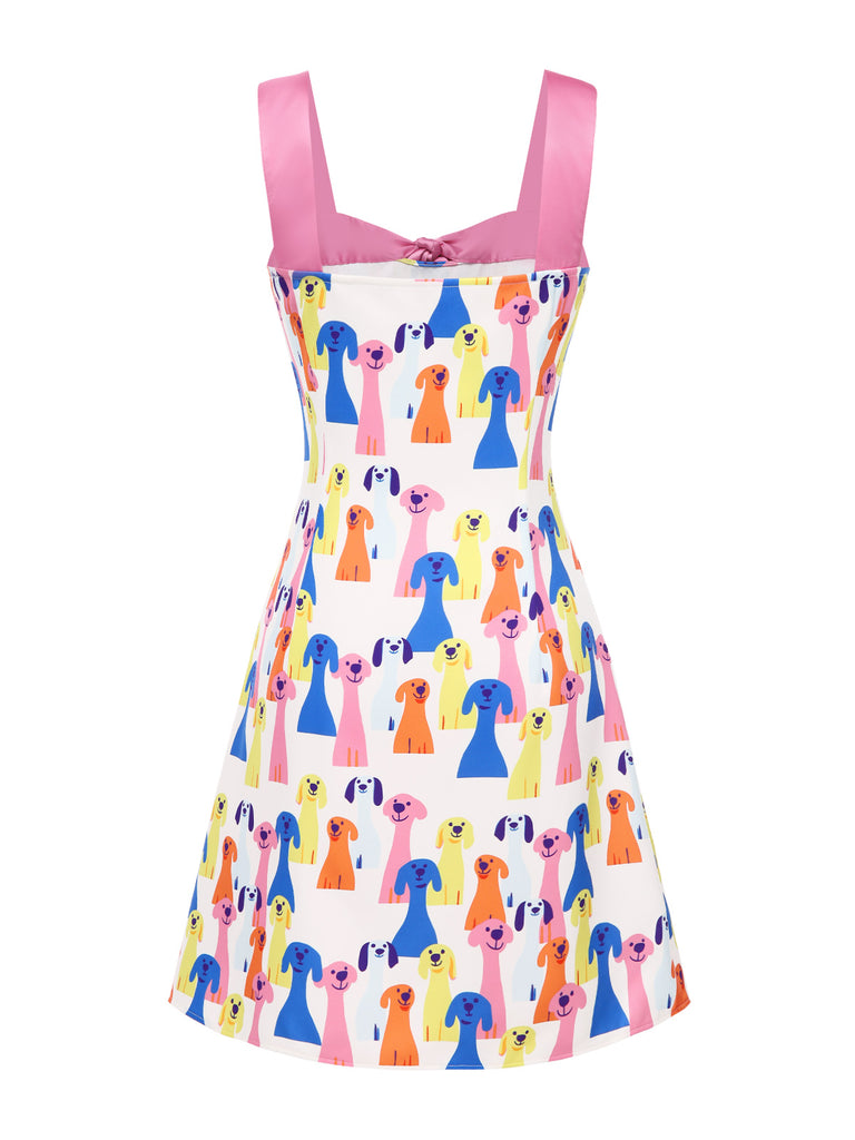 Multicolor 1960s Bow Puppy Print Dress — the kind of 1960s dress that makes strangers smile