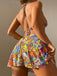 Multicolor 1960s Cartoon Prints Halter Bikini Set - vintage fashion, retro style