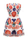 Multicolor 1960s Floral Bandeau Backless Romper - vintage jumpsuit, retro fashion