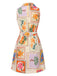 Multicolor 1960s Notched Collar Floral Stamp Dress, vintage dress, retro fashion, floral print - perfect for women who love vintage and retro fashion