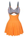 This Multicolor 1960s Print Spaghetti Strap Swimsuit carries 1960s vacation dreams in every stitch