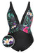 She's wearing Multicolor 1960s V-Neck U-Back Swimsuit and the whole beach remembers the 1960s