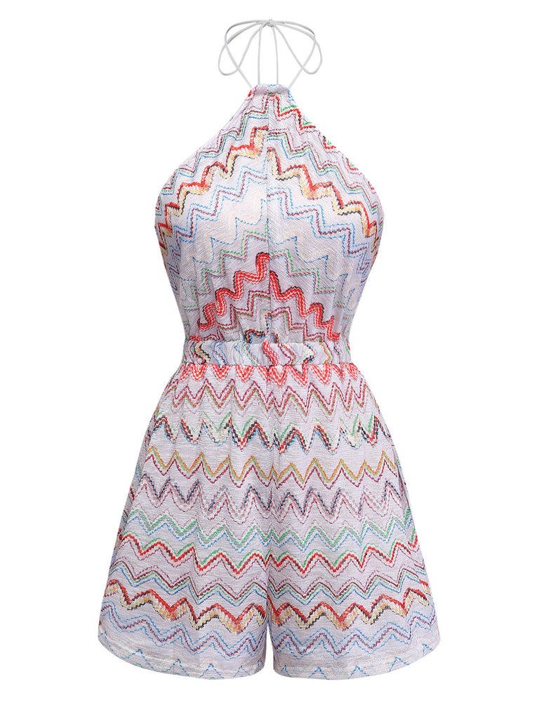 Multicolor 1960s Printed Sleeveless Romper
