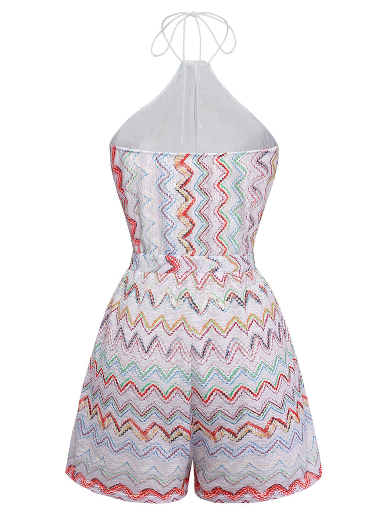 Multicolor 1960s Printed Sleeveless Romper 7