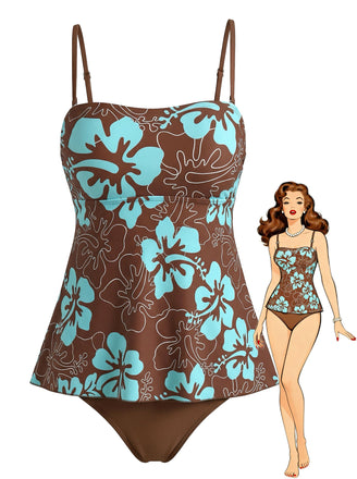 Multicolor 1970s Boho Strap Tankini Set - vintage fashion, retro style