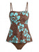Multicolor 1970s Boho Strap Tankini Set - vintage fashion, retro style