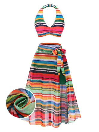 1970s Boho Stripes Swimsuit With | 1970s | vintage swimsuit, retro beachwear