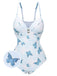 She's wearing Multicolor 1970s Butterfly Bow Strap Swimsuit and the whole beach remembers the 1970s