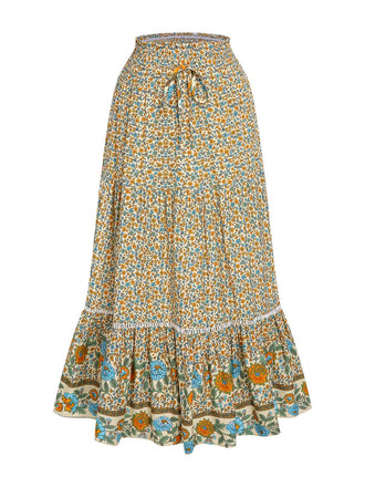 She sways in this Multicolor 1970s Floral Bohemia Skirt and it's pure 1970s magic