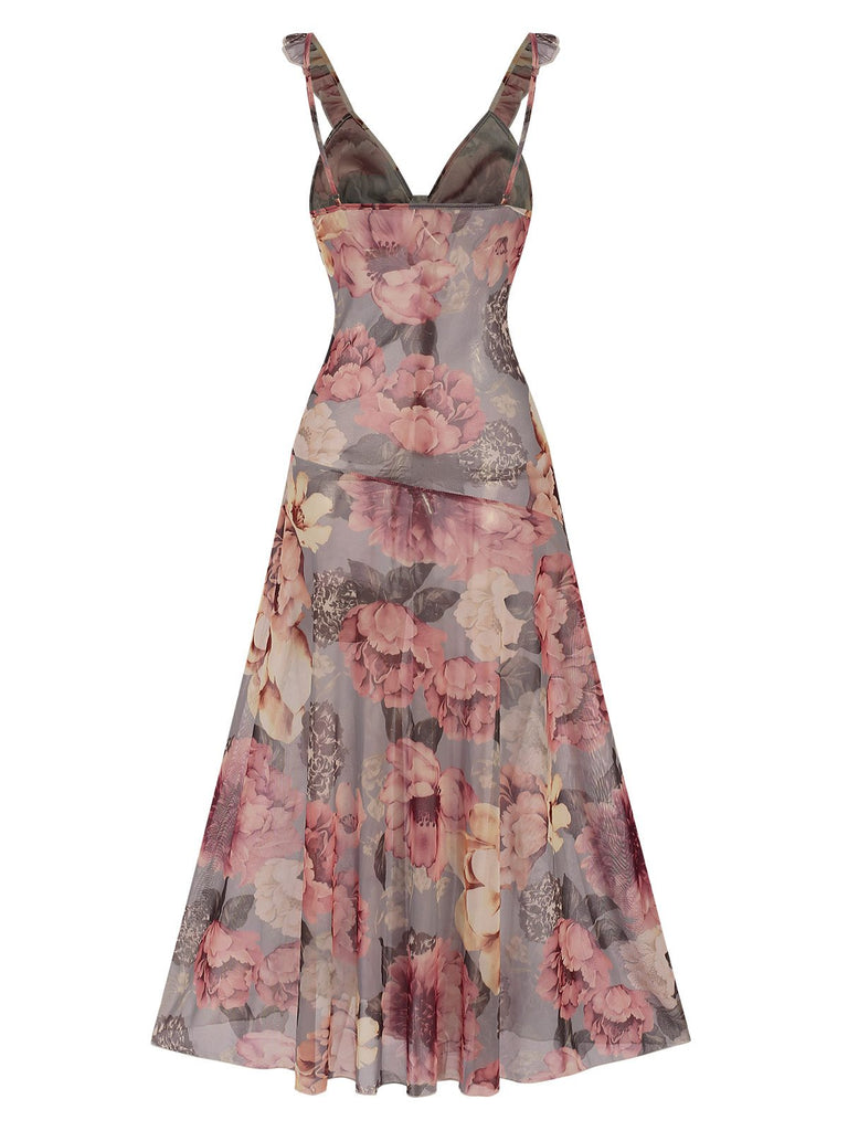 Multicolor 1970s Floral V-Neck Straps Nightgown, vintage fashion, retro style - perfect for women who love vintage and retro fashion
