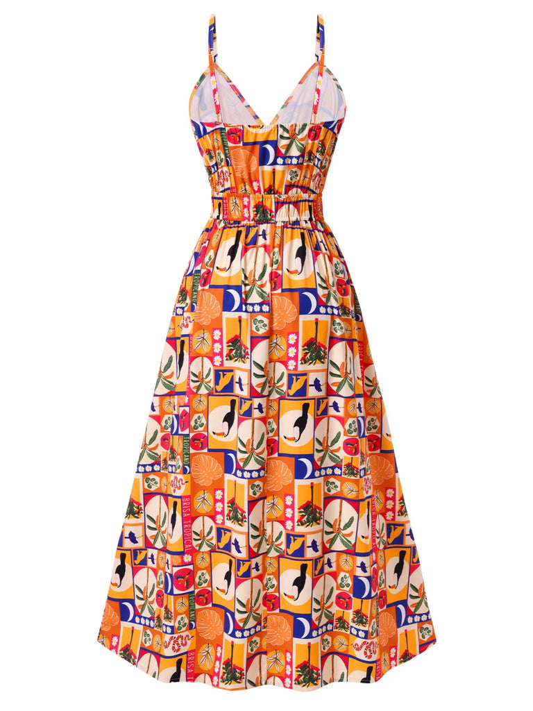 Multicolor 1970s Tropical Floral Dress — the kind of 1970s dress that makes strangers smile