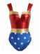[Pre-Sale] Multicolor 1970s Wonder Woman Star Print One-Piece Swimsuit, vintage swimsuit, pin-up swimwear - perfect for women who love vintage and retro fashion