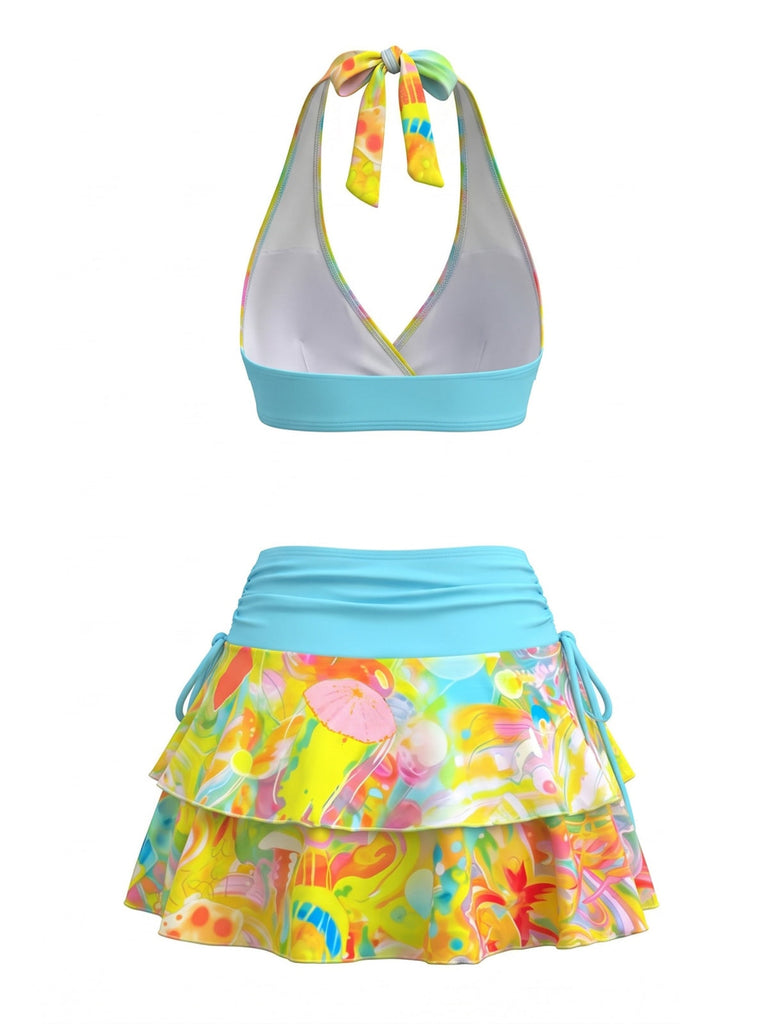 1980s Print Floral Halter Tankini Set, vintage fashion, retro style - perfect for women who love vintage and retro fashion
