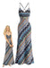 Dark Blue 1980s Floral Cami Classic Dress