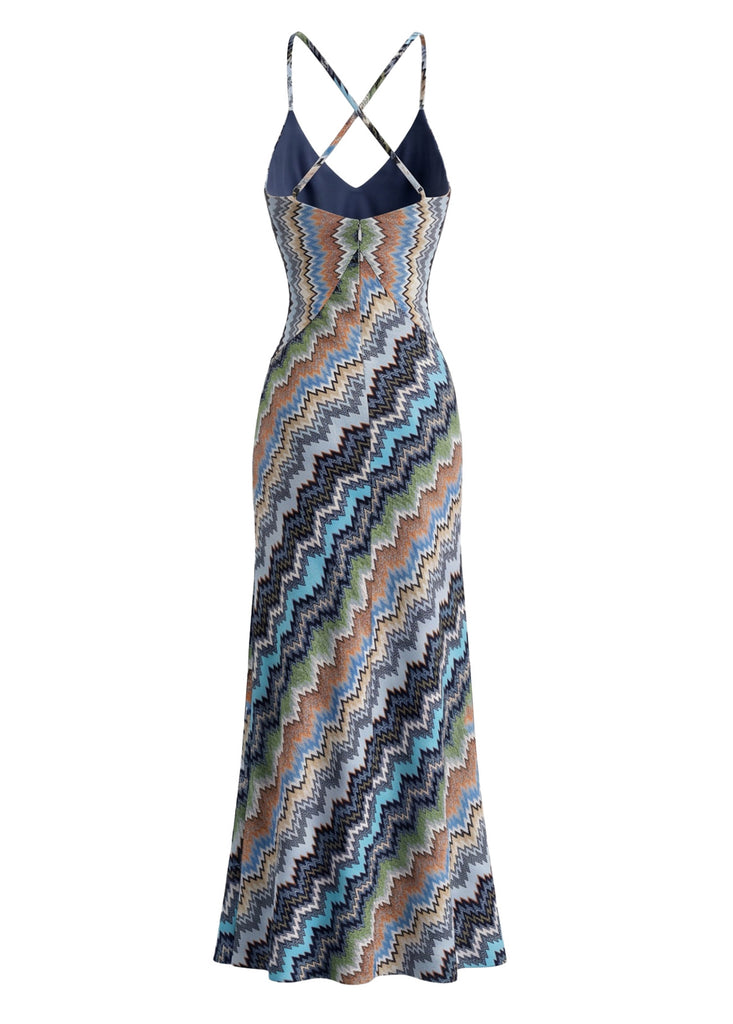 Dark Blue 1980s Floral Cami Classic Dress 3