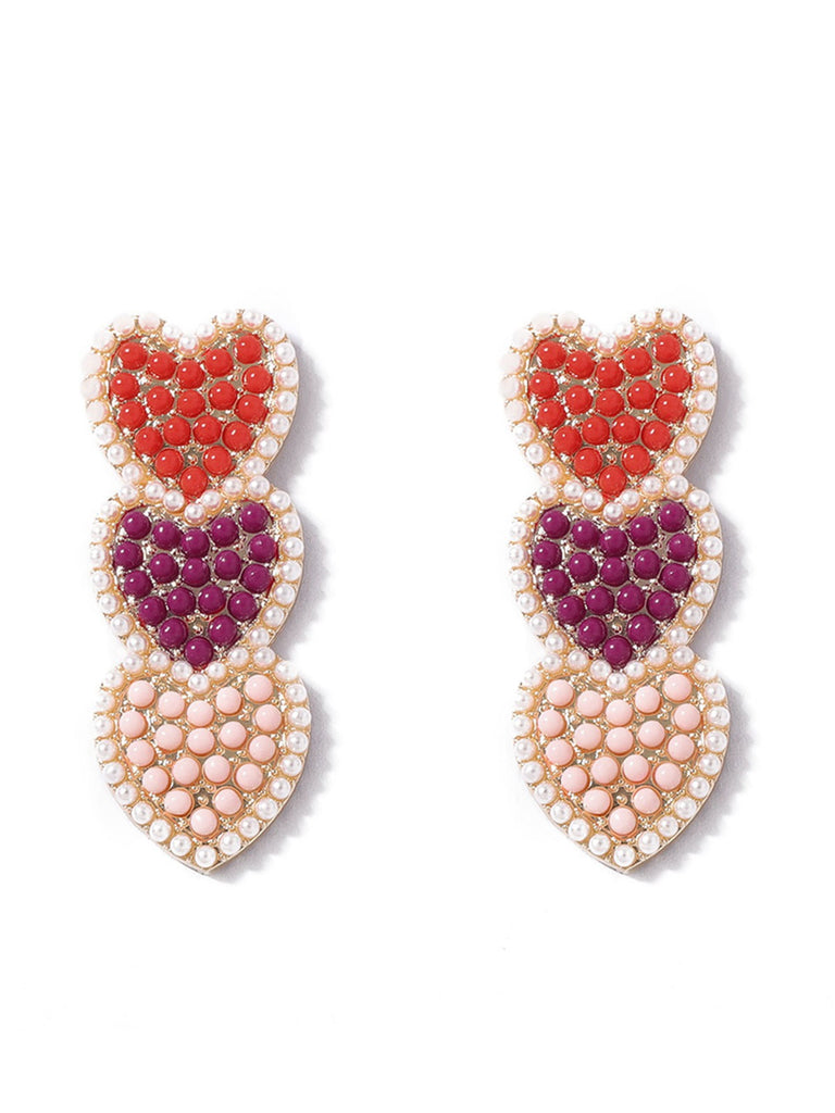 She adds this Multicolor Hearts Imitation Pearls Dangle Earrings and suddenly it's vintage perfection