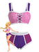 Purple and pink lingerie set with a cartoon character on a white background