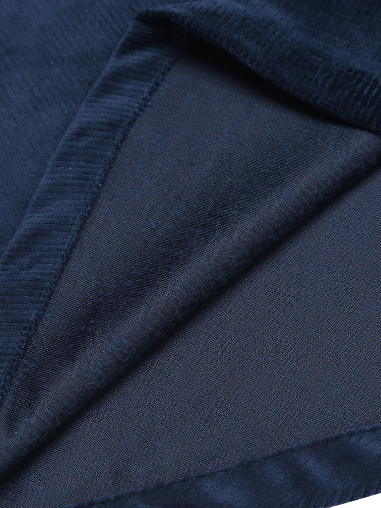 Navy Blue 1950s Corduroy Long Coat - vintage fashion, retro style