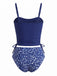 Navy Blue 1950s Floral Drawstring Waist Tankini Set, vintage fashion, retro style - perfect for women who love vintage and retro fashion