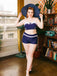 Navy Blue 1950s Spaghetti Buttons Swimsuit: timeless style reimagined