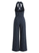 Navy Blue 1950s Striped Halter Backless Jumpsuit, vintage romper, retro jumpsuit - perfect for women who love vintage and retro fashion