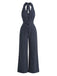 Navy Blue 1950s Striped Halter Backless Jumpsuit, vintage romper, retro jumpsuit - perfect for women who love vintage and retro fashion