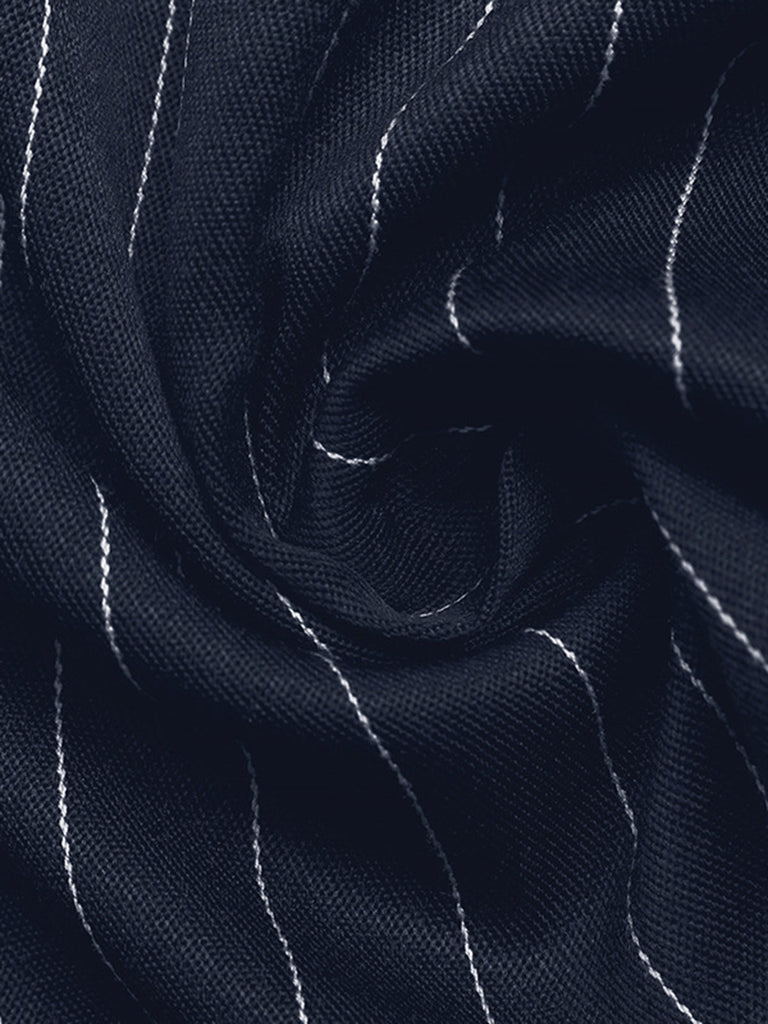 Navy Blue 1960s Striped Vintage Classic Dress 3