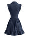 Navy Blue 1980s Ruffle Denim Dress 3