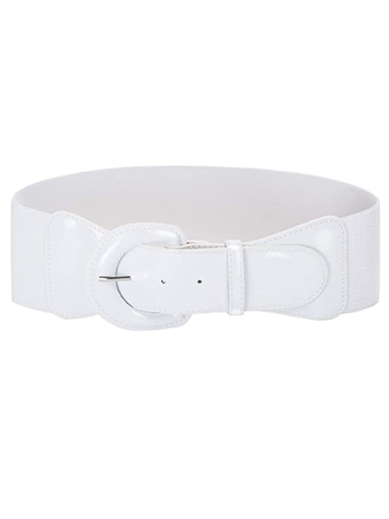 Patent Leather Elastic Buckle Vintage Belt