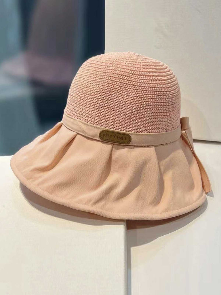 Vintage Canvas Brim Bow Sun Hat