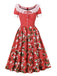 Red 1950s Christmas Bell Lace Dress