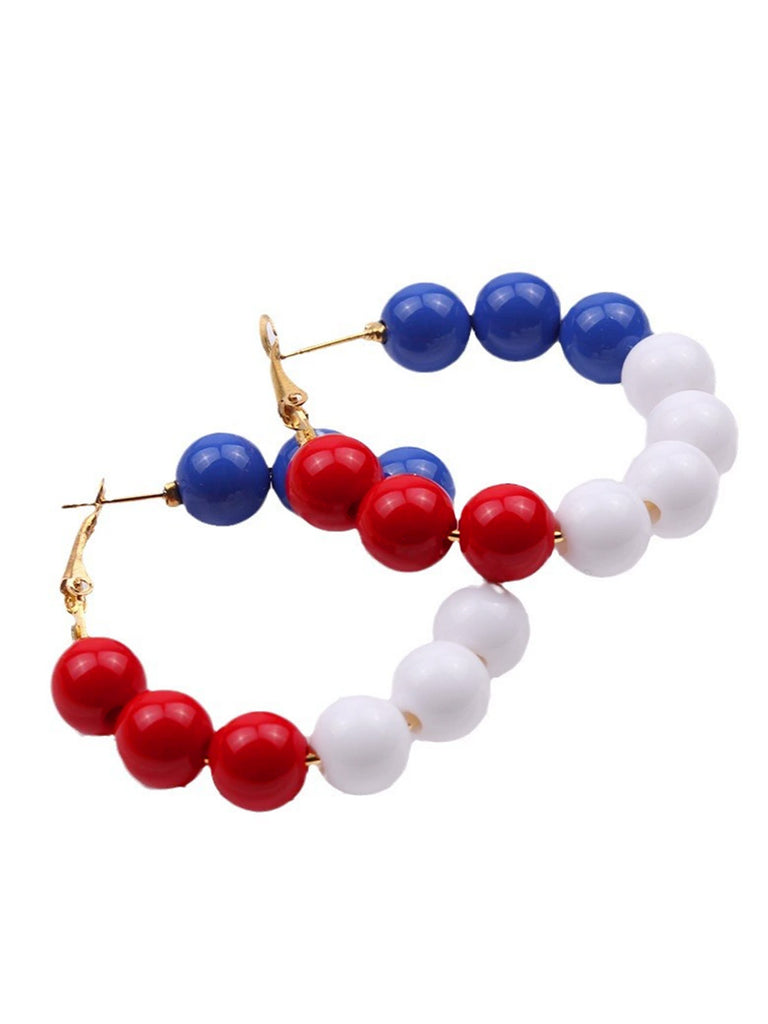 Red White Blue Beaded Vintage Earrings