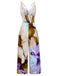 1970s Strap V-Neck Floral Smocked Jumpsuit