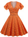 Orange 1950s V-Neck Heart Swing Dress