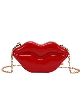 Lip-Shaped Metallic Shoulder Bag