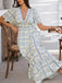 1970s V-Neck Boho Smocked-Waist Floral Dress