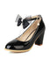 Bow Patent Leather Mary Jane Chunky Heels