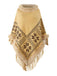 Fur Trim Patchwork Beaded Fringe Shawl