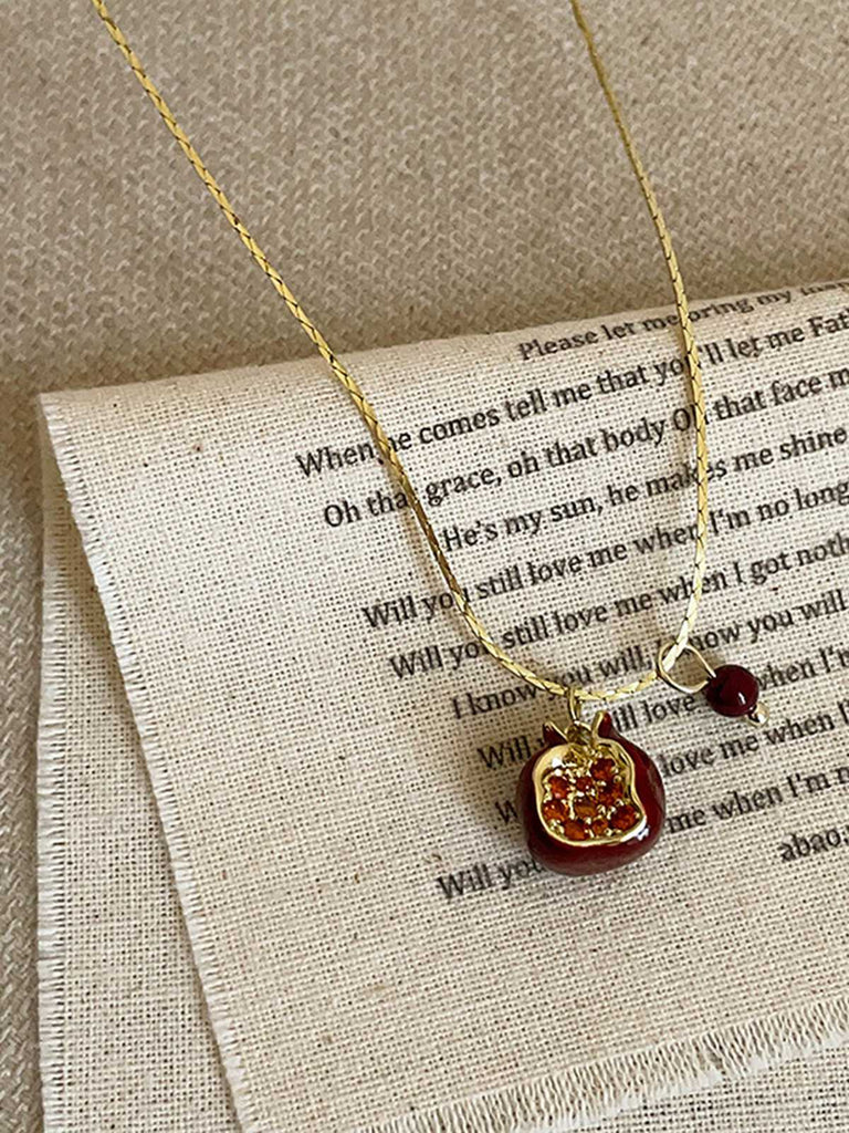 Red Pomegranate Pendant Necklace