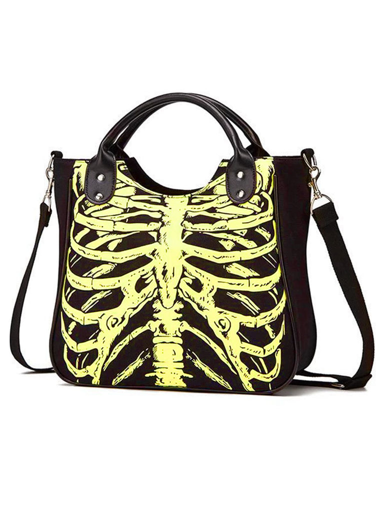 Vintage Black Skeleton Canvas Handbag
