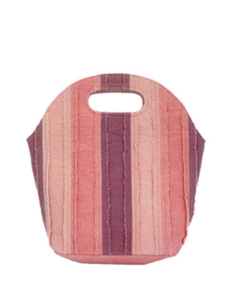 Pink Hand-Painted Striped Tote Bag