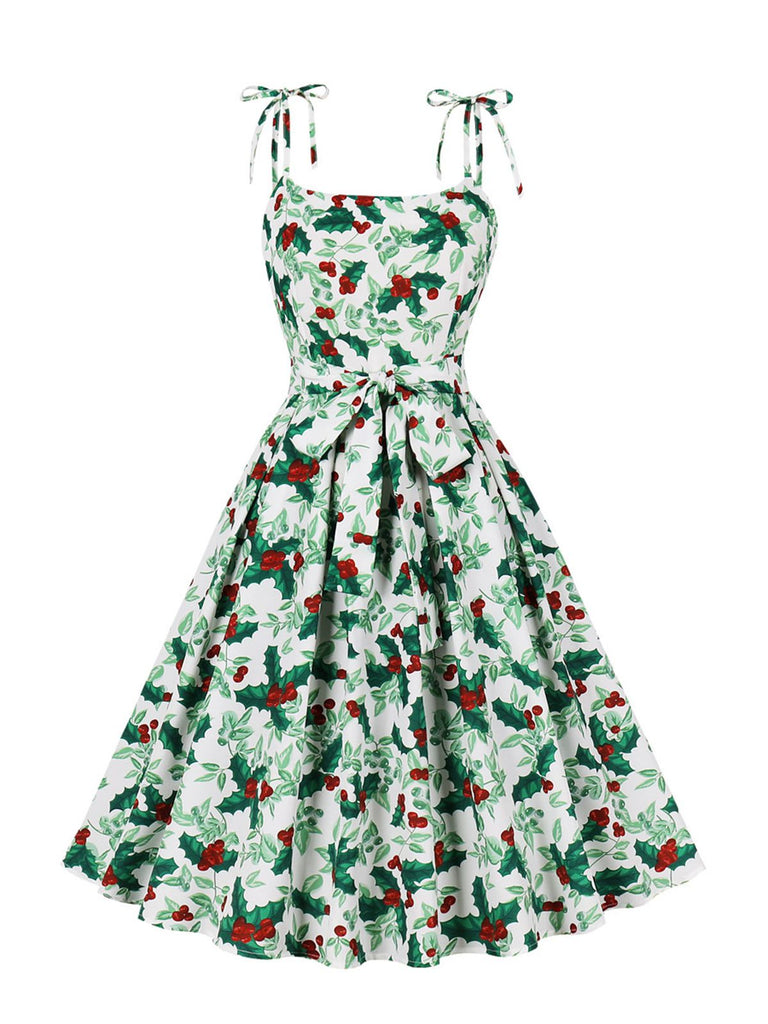 1950s Tie-up Bow Suspender Christmas Dress