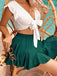 1980s Chiffon Ruffles Solid Mini Skirt