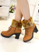 Vintage Nubuck Leather Plush Chunky Heel Boots